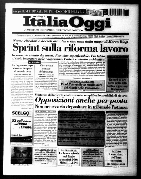 Italia oggi : quotidiano di economia finanza e politica